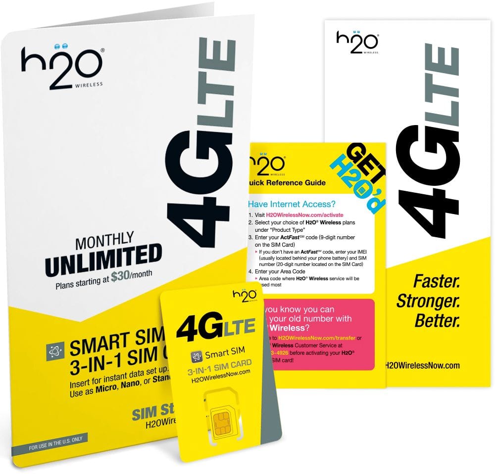 Alt View 13. H2O Wireless - Smart SIM Starter Kit 3-in-1 SIM Card for Unlocked Phones - Yellow.