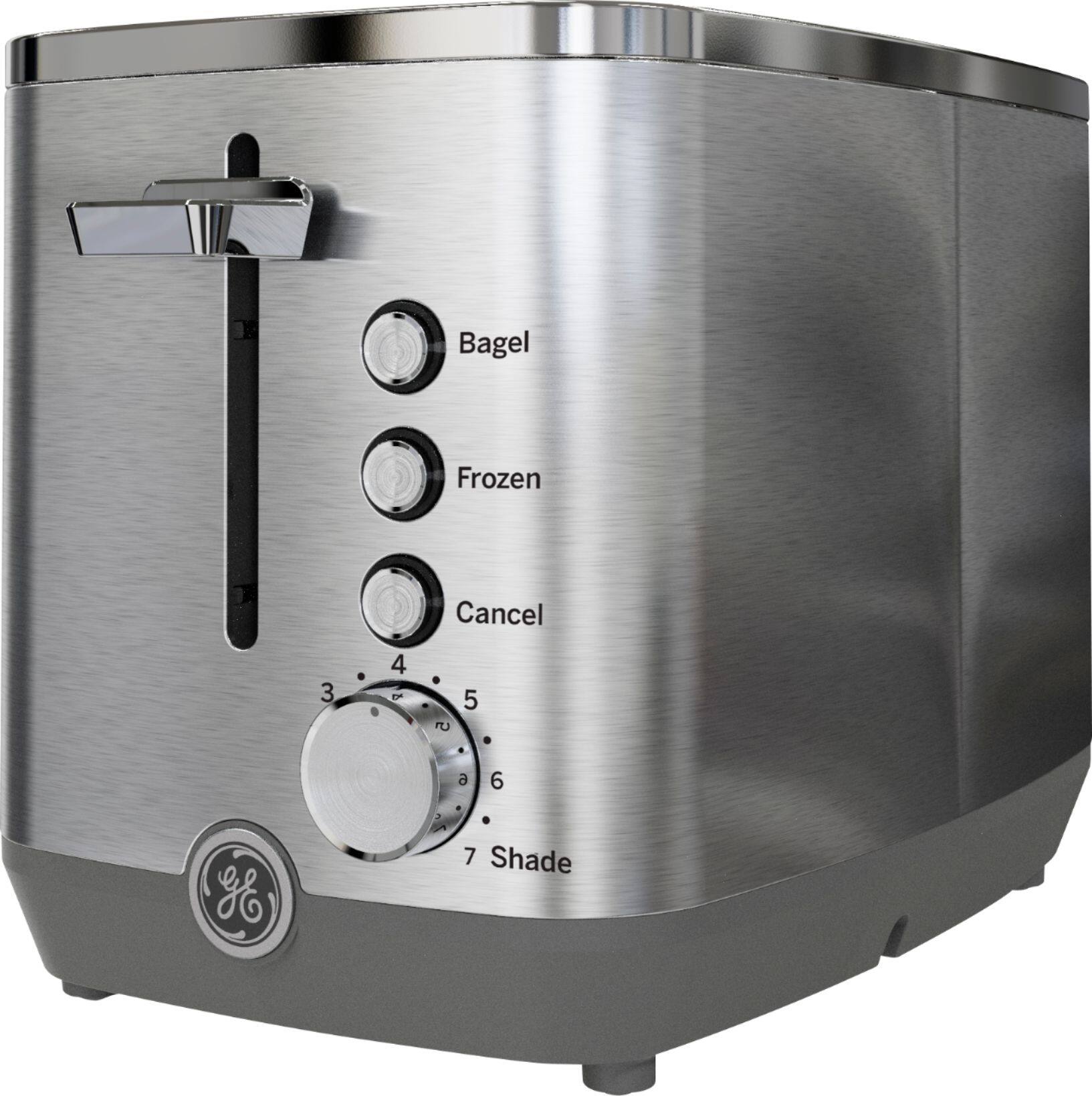 Angle. GE - 2-Slice Toaster - Stainless Steel.