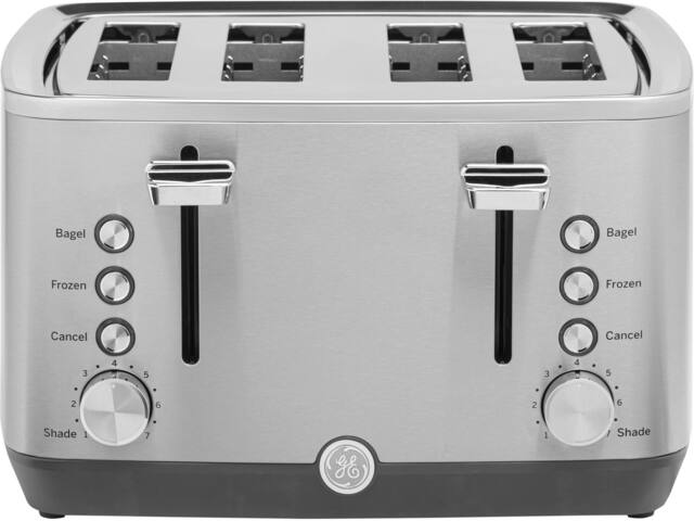 GE - 4-Slice Toaster with 7 Shade Settings and Extra Wide Slots - Stainless Steel