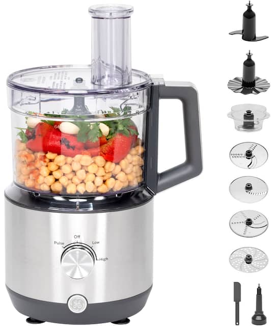 GE 12 Cup Food Processor with Accessories Stainless Steel