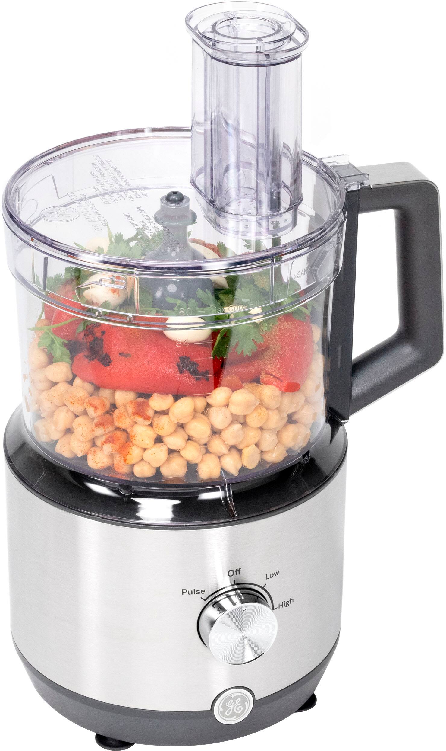 Accessories. GE - 12-Cup Food Processor with Accessories - Stainless Steel.