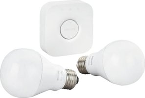 Philips - Geek Squad Certified Refurbished Hue A19 60W Equivalent Wireless Starter Kit - White - Front_Zoom