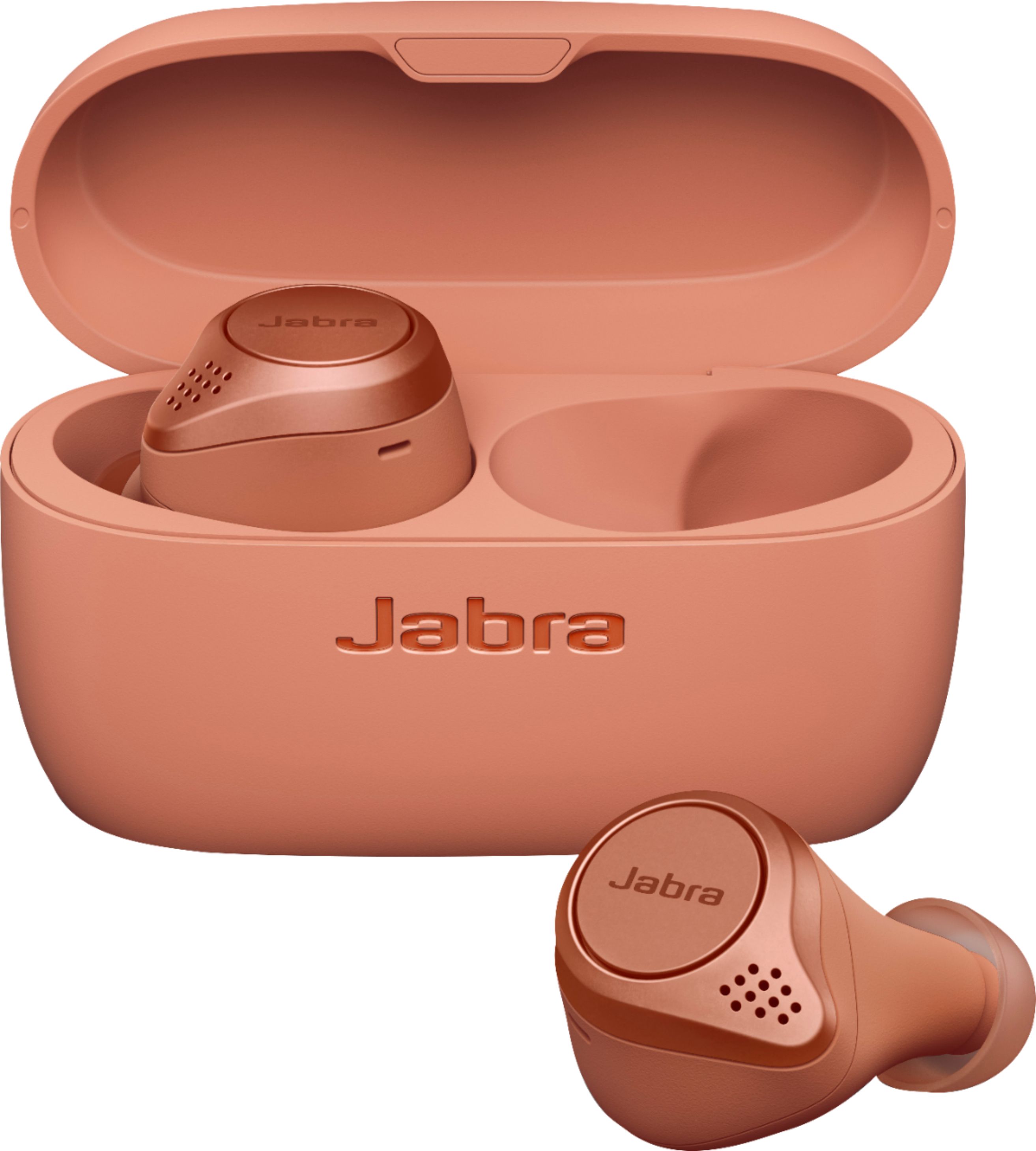 Left View: Jabra - Elite Active 75t True Wireless Noise Cancelling In-Ear Headphones - Sienna