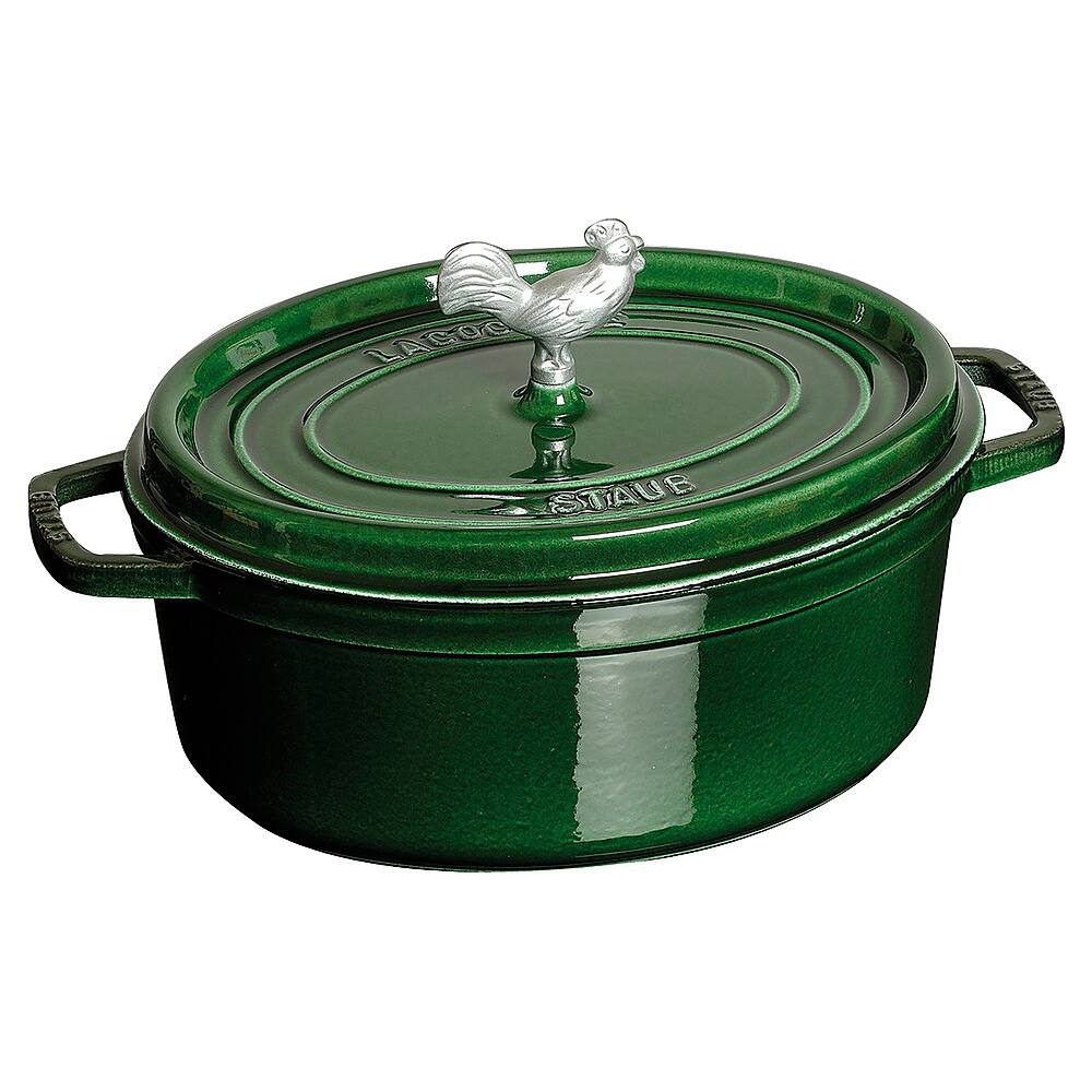 Angle View: Staub - Cast Iron 5.75-qt Coq au Vin Cocotte - Basil