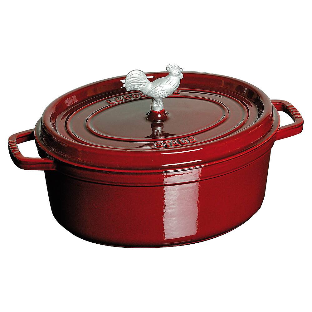 Angle View: Staub - Cast Iron 5.75-qt Coq au Vin Cocotte - Grenadine