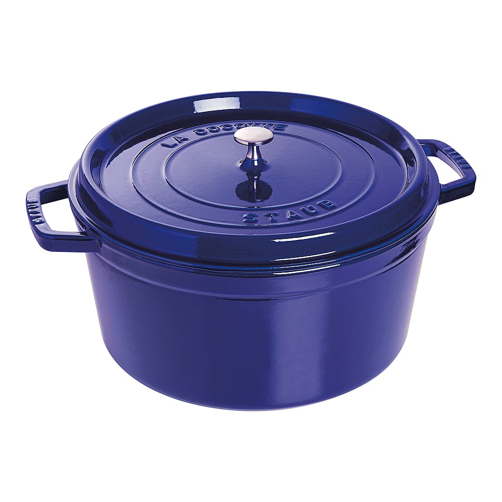 Staub - Cast Iron 9-qt Round Cocotte - Dark Blue - Angle_Zoom