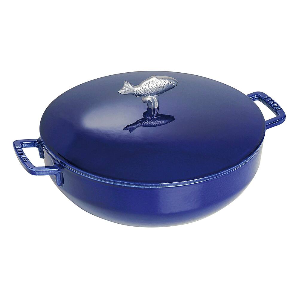 Angle View: Staub - Cast Iron 5-qt Bouillabaisse Pot - Dark Blue