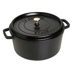 Angle. Staub - Cast Iron 9-qt Round Cocotte - Black Matte.