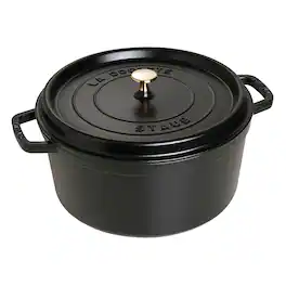 Staub - Cast Iron 9-qt Round Cocotte - Black Matte