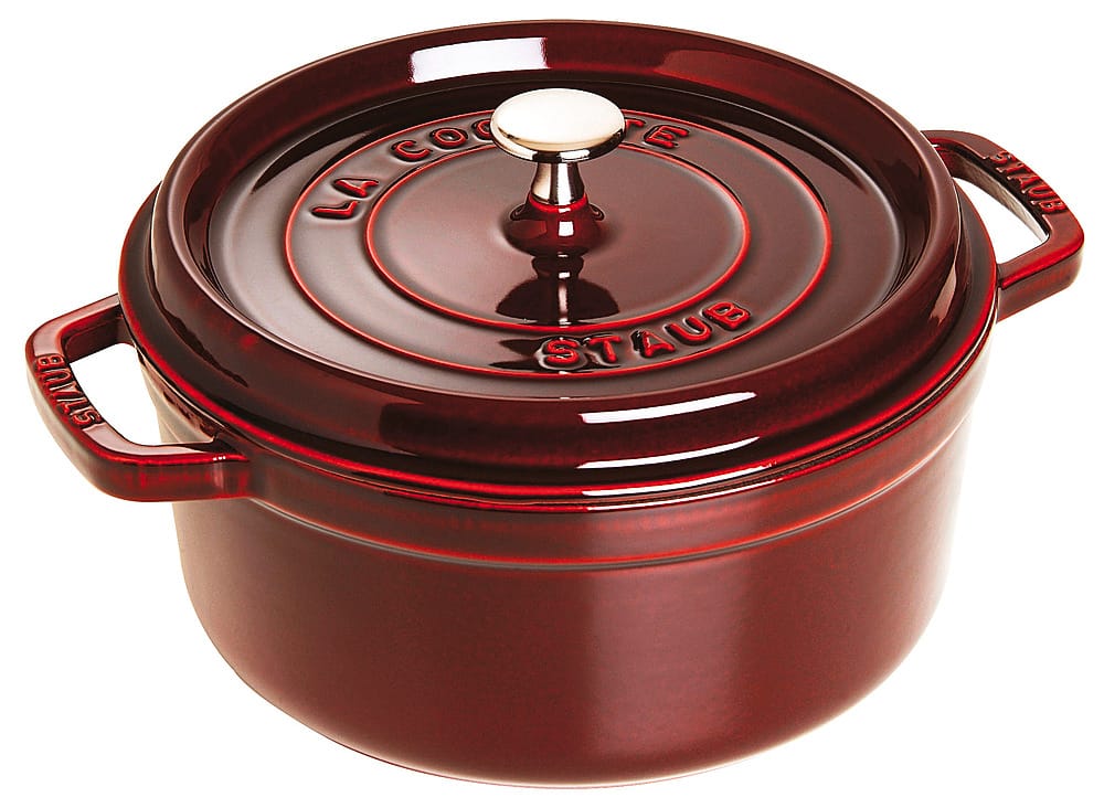 Staub - Cast Iron 9-qt Round Cocotte - Grenadine - Angle_Zoom