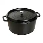 Angle. Staub - Cast Iron 13.25-qt Round Cocotte - Black Matte.