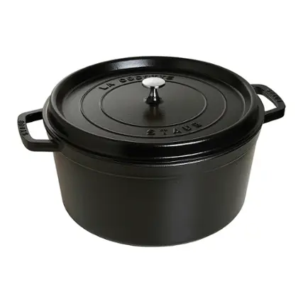 Angle. Staub - Cast Iron 13.25-qt Round Cocotte - Black Matte.