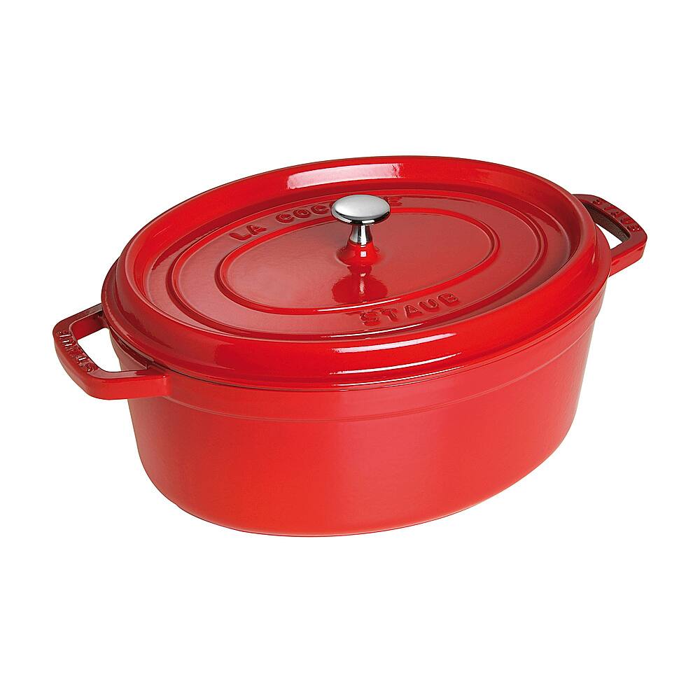 Angle View: Staub - Cast Iron 7-qt Oval Cocotte - Cherry