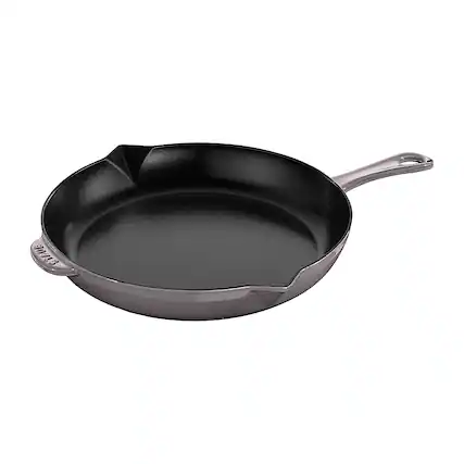 Angle. Staub - Cast Iron 12-inch Fry Pan - Graphite Grey.