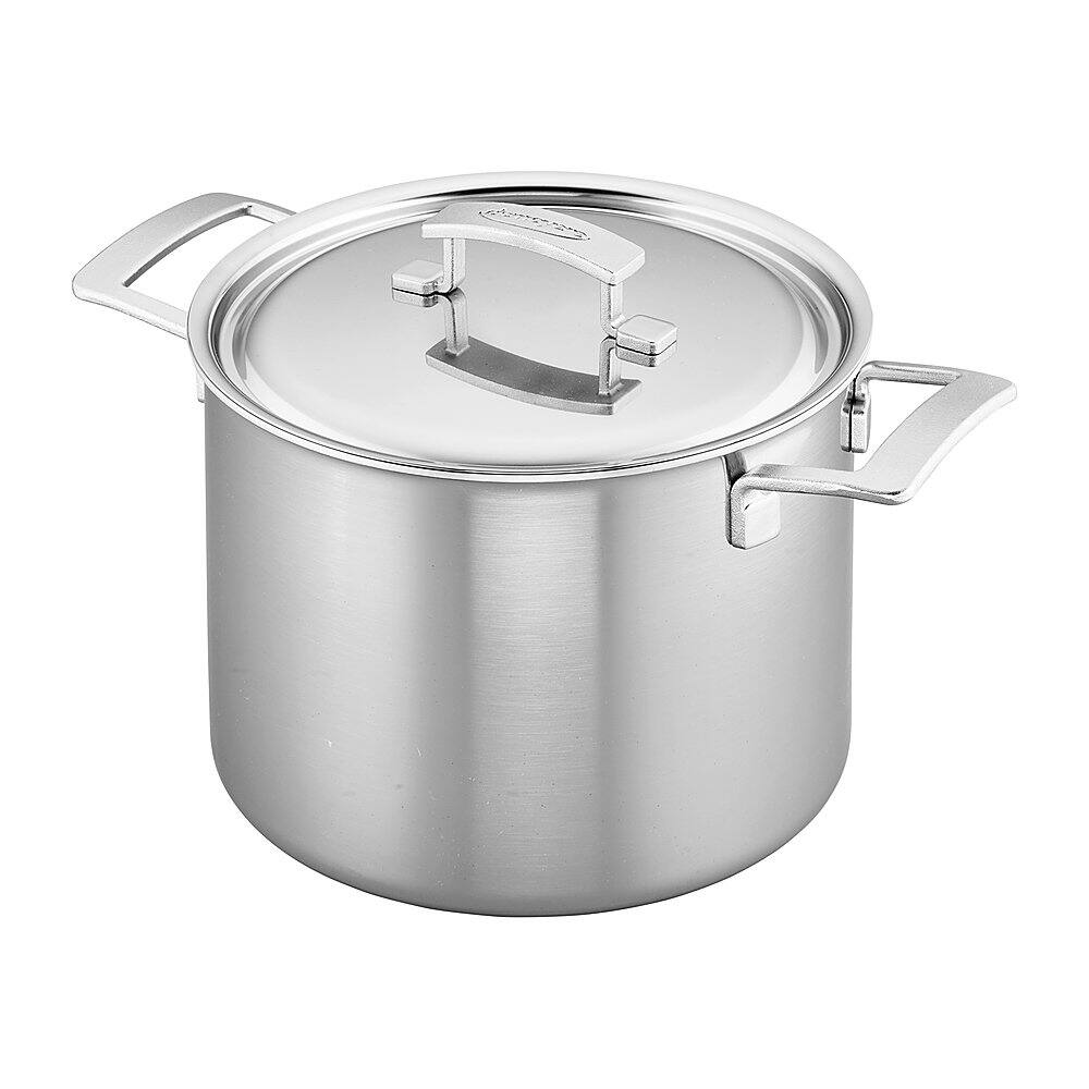 Angle View: Demeyere - Industry 5-Ply 8-qt Stainless Steel Stock Pot - Silver