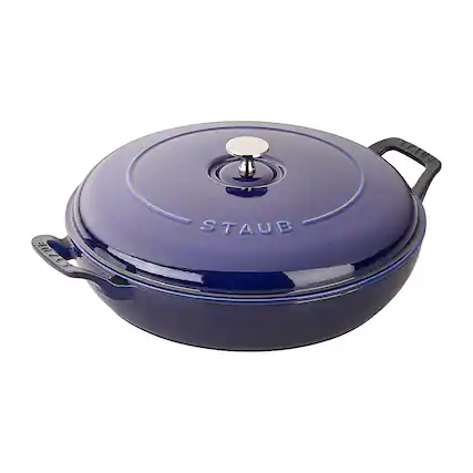 Angle. Staub - Cast Iron 3.5-qt Braiser - Dark Blue.