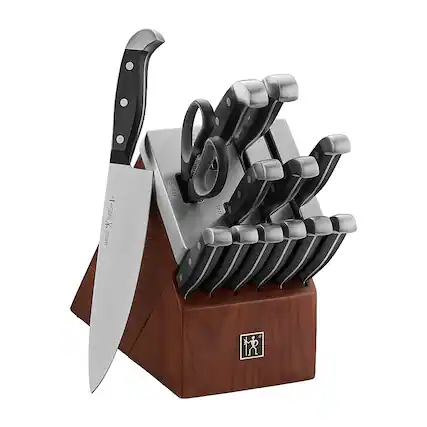 Angle. Henckels - Statement 14-pc Self-Sharpening Knife Block Set - Brown.