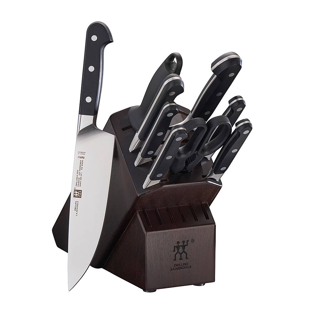 Angle View: ZWILLING - Pro 10-pc Knife Block Set - Walnut