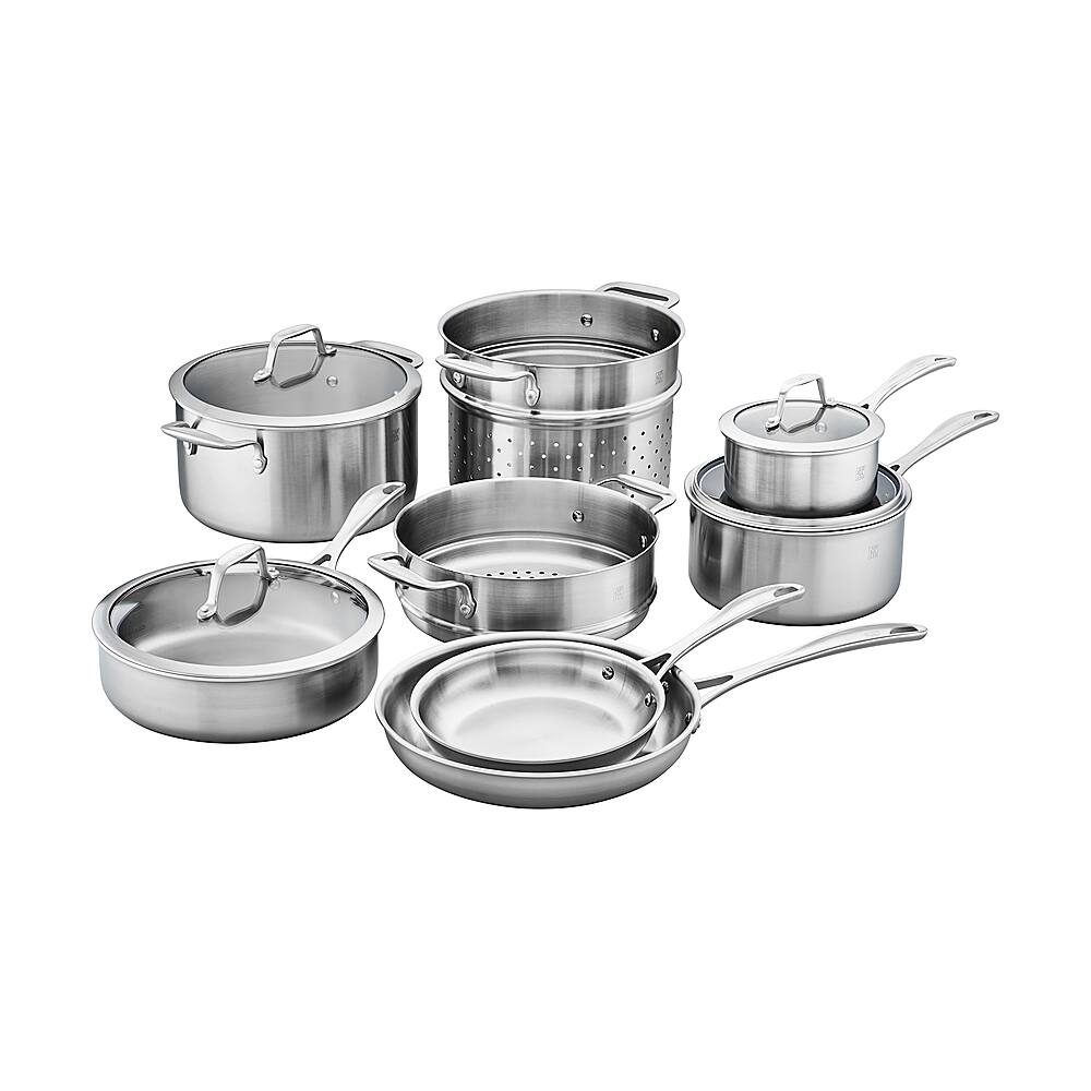 Angle View: ZWILLING - Spirit 3-ply 12-pc Stainless Steel Cookware Set - Silver