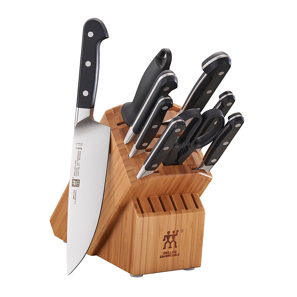 Angle View: ZWILLING - Pro 10-pc Knife Block Set - Bamboo