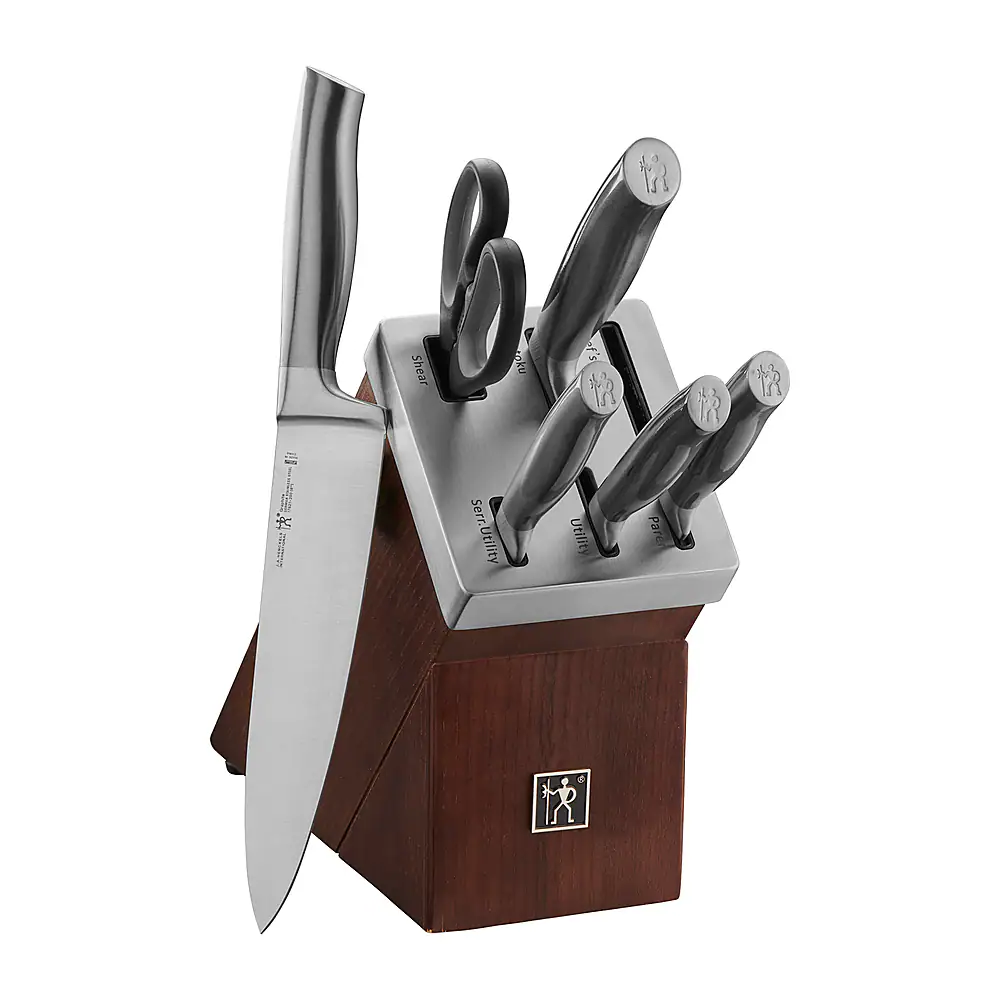 Angle. Henckels - Graphite 7-pc Self-Sharpening Block Set - Brown.