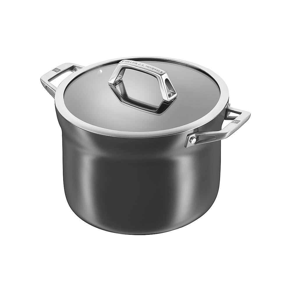 Angle View: ZWILLING - Motion Hard Anodized 4-qt Aluminum Nonstick Soup Pot - Black