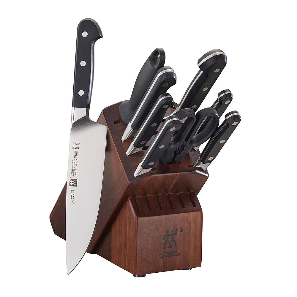 Angle View: ZWILLING - Pro 10-pc Knife Block Set - Acacia