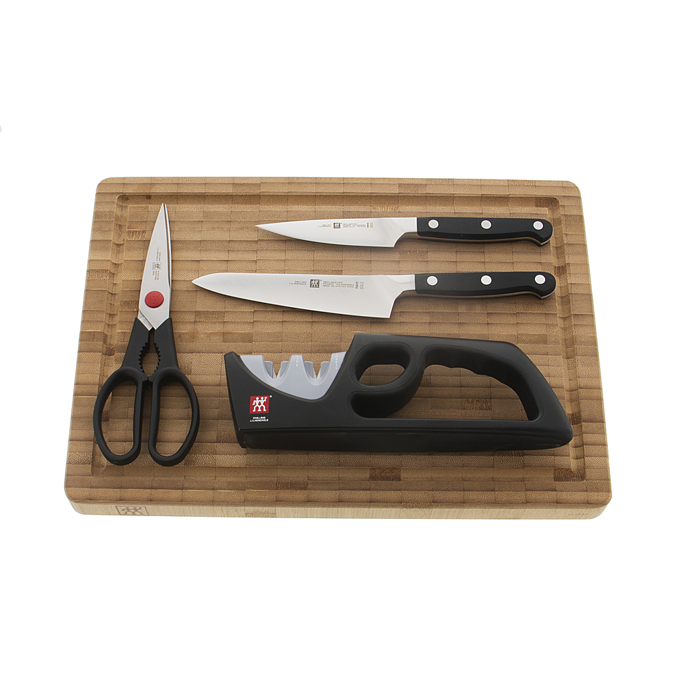 Angle View: ZWILLING - Pro 5-pc Knife & Cutting Board Set - Stainless Steel