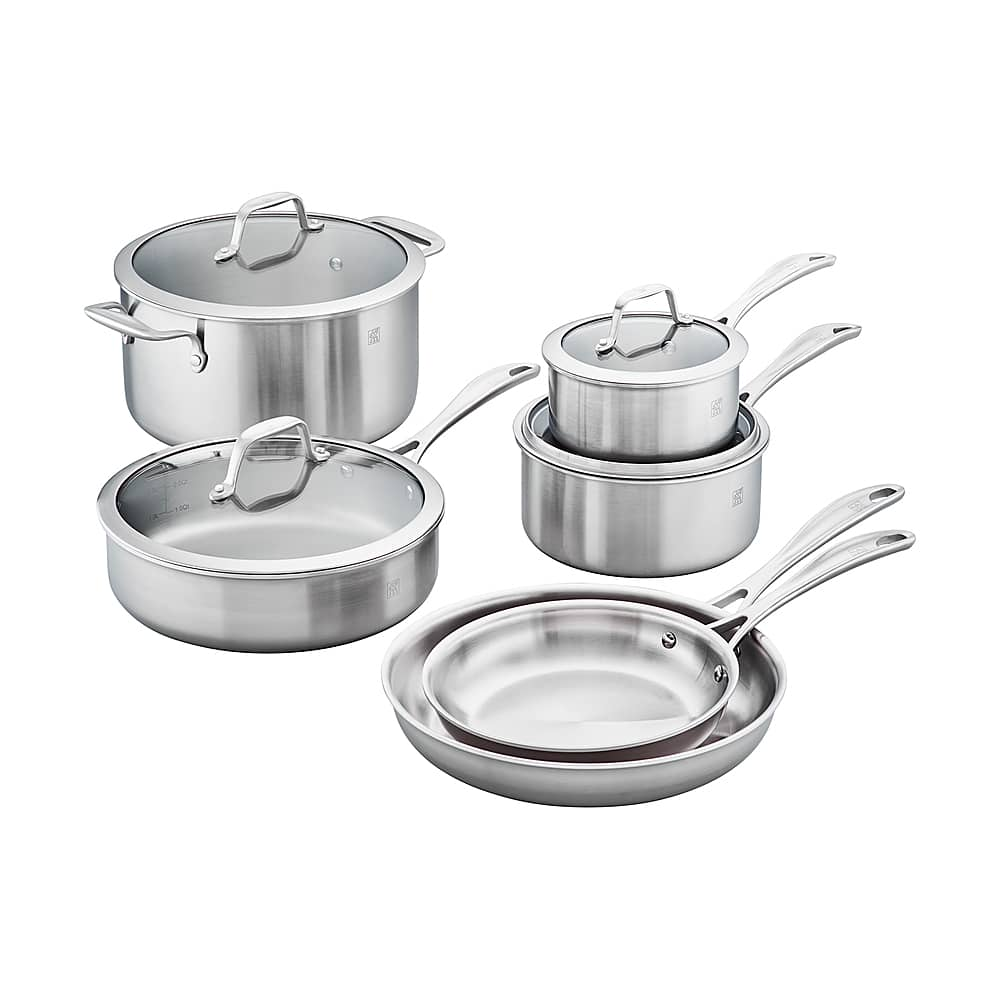 Angle View: ZWILLING - Spirit 3-ply 10-pc Stainless Steel Cookware Set - Silver