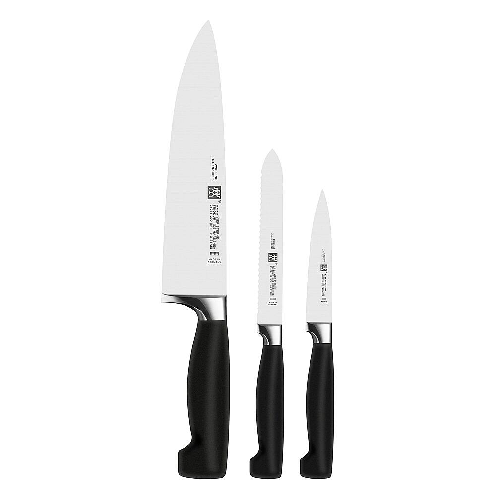 Angle View: ZWILLING - Henckels Four Star 3-pc Essentials Starter Knife Set - Stainless Steel