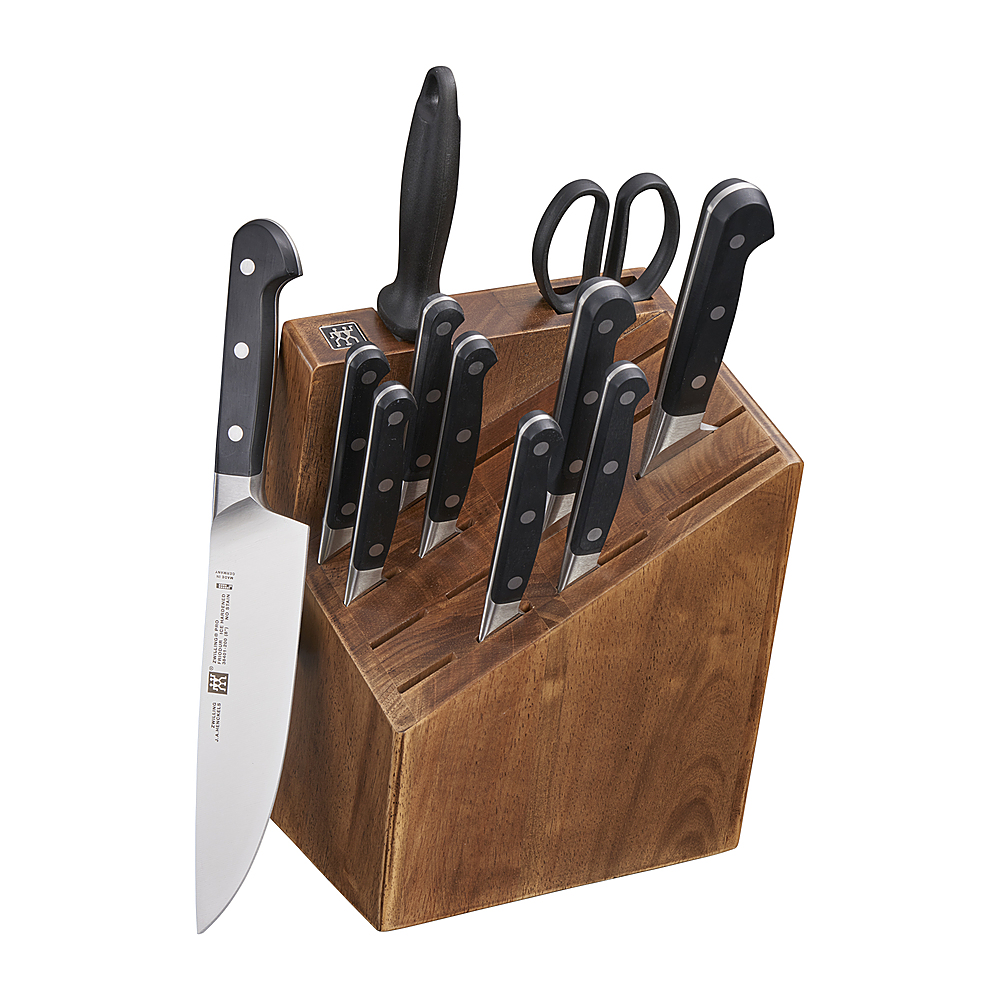 Angle View: ZWILLING - Pro 12-pc Knife Block Set - Brown