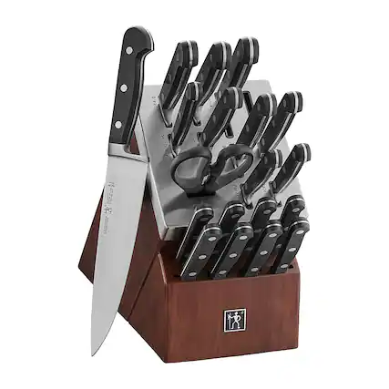 Angle. Henckels - Classic 20-pc Self-Sharpening Block Set - Brown.