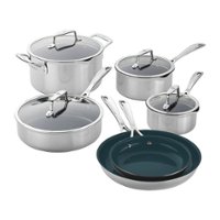 ZWILLING - Clad CFX 10-pc Stainless Steel Ceramic Nonstick Cookware Set - Silver - Angle_Zoom