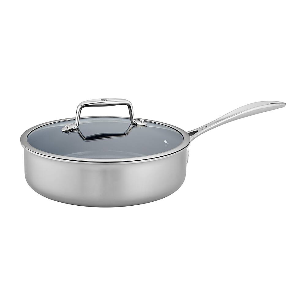 Angle. ZWILLING - Clad CFX 3-qt Stainless Steel Ceramic Nonstick Saute Pan - Silver.
