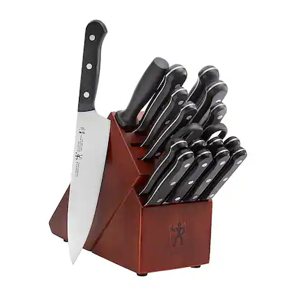 Angle. Henckels - Solution 18-pc Knife Block Set - Brown.