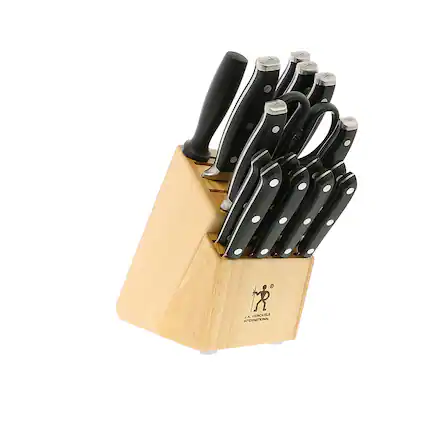 Angle. Henckels - Henckels Forged Premio 17-pc Knife Block Set - Brown.