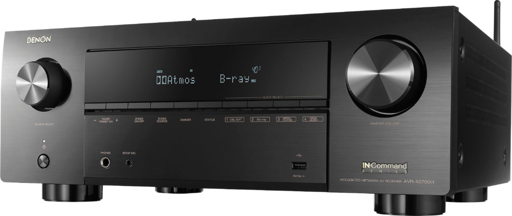 Left View: Marantz 8K Ultra HD AV Receiver SR5015 - 7.2 Channel - 3D Audio with Dolby Atmos Height, HEOS + Alexa - Black