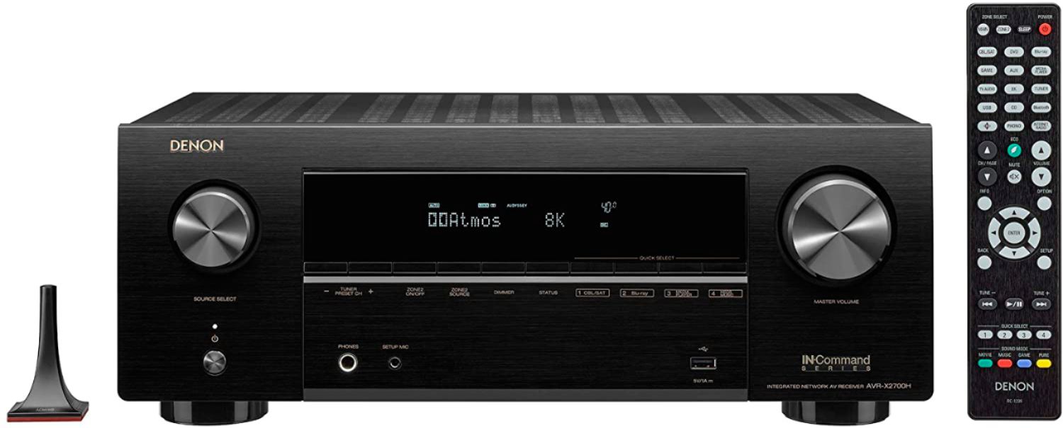 Denon AVR-X2700H 8K Ultra HD 7.2 Channel (95 Watt X 7) AV Receiver 2020 Model - 3D Audio & Video, Built for Gaming - Black