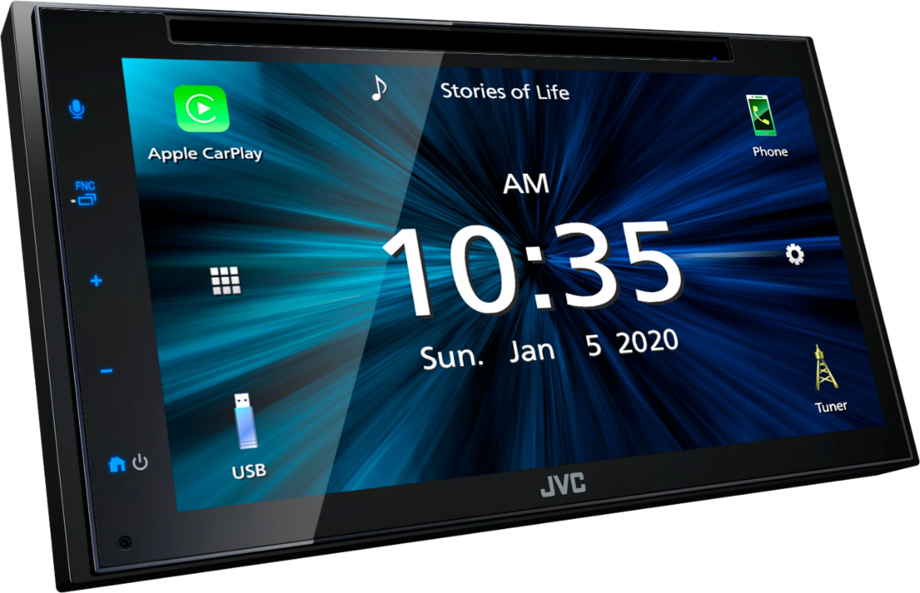 Angle View: JVC - 6.8" - AndroidAuto/Carplay  Built-In Bluetooth - In Dash CD/DVD/DM Receiver - Black