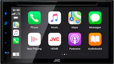 Front. JVC - 6.8" - AndroidAuto/Carplay Built-In Bluetooth - In Dash CD/DVD/DM Receiver - Black.