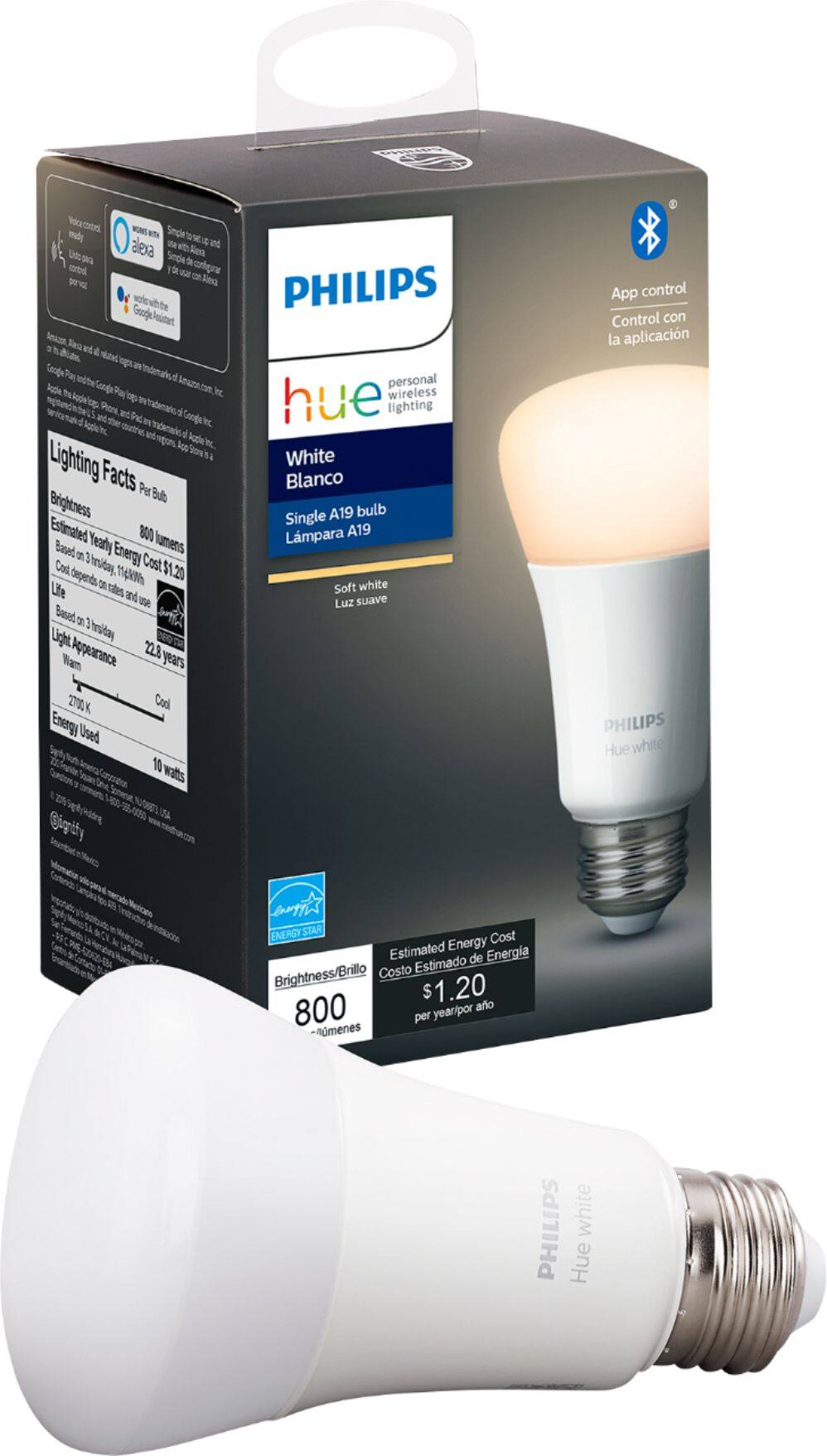 Philips Geek Squad Certified Refurbished Hue A19 Bluetooth Smart LED ...