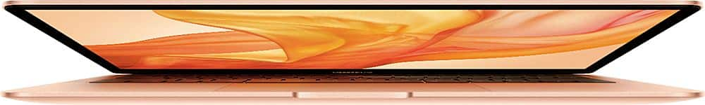 Left View: Apple - MacBook Air 13.3" Refurbished Laptop - Intel Core i5 (I5-8210Y) Processor - 8GB Memory - 128GB SSD (2019 Model) - Gold