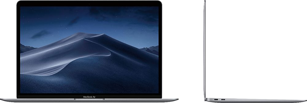 Left View: Apple - MacBook Air 13.3" Refurbished Laptop - Intel Core i5 (I5-8210Y) Processor - 8GB Memory - 128GB SSD (2019 Model) - Space Gray