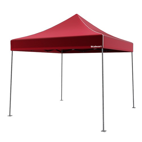 Wakeman - Canopy Tent Outdoor Party Shade, Instant Set Up and Easy Storage Spacious Summer Cover 10x10 - Red