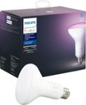 Front. Philips - Geek Squad Certified Refurbished Hue BR30 Bluetooth Smart LED Bulb - White and Color Ambiance.