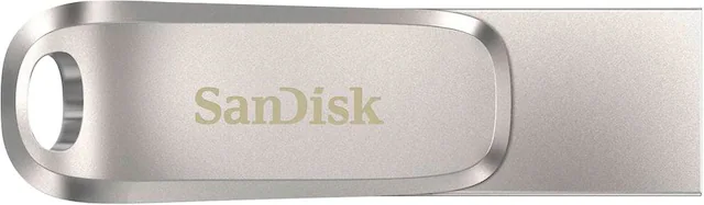 Front. SanDisk - Ultra Dual Drive Luxe 1TB USB 3.1, USB Type-C Flash Drive - Silver.