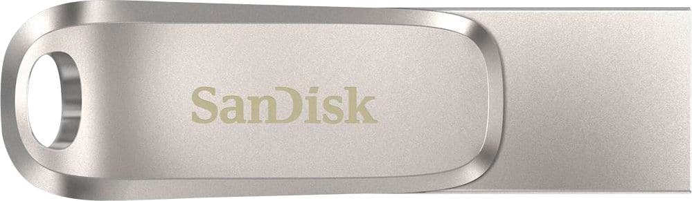 Front. SanDisk - Ultra Dual Drive Luxe 256GB USB 3.1, USB Type-C Flash Drive - Silver.