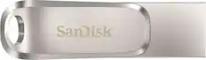 Front. SanDisk - Ultra Dual Drive Luxe 256GB USB 3.1, USB Type-C Flash Drive - Silver.