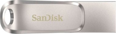 SanDisk - Ultra Dual Drive Luxe 256GB USB 3.1, USB Type-C Flash Drive - Silver - Front_Zoom