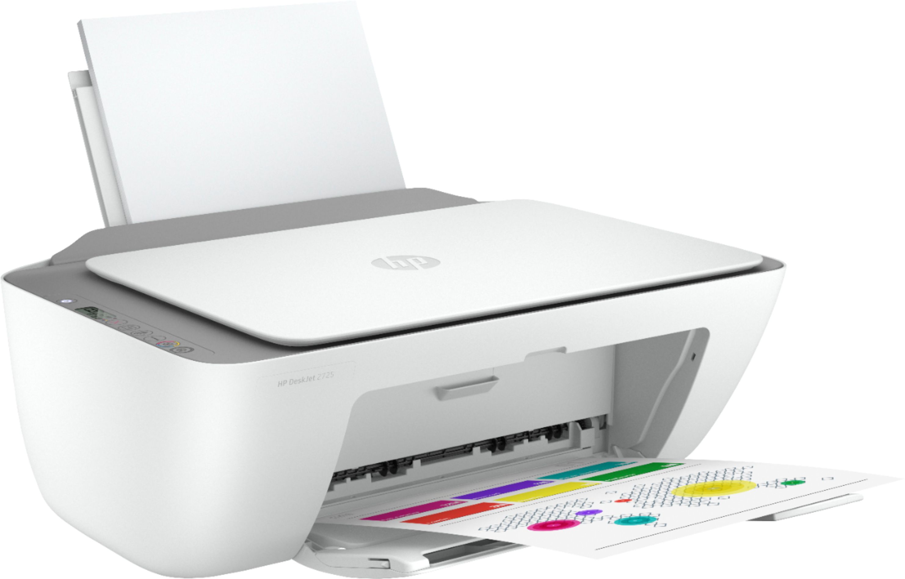 Angle View: HP - DeskJet 2725 Wireless All-In-One Instant Ink Ready Inkjet Printer - White